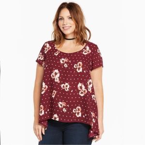 ❤️TORRID Floral Print Tee - Floral Georgette Sharkbite Top